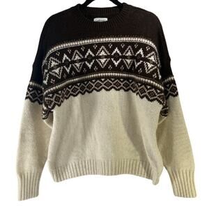 American Eagle Brown & Cream Tribal Design Tight Knit Sweater Size M